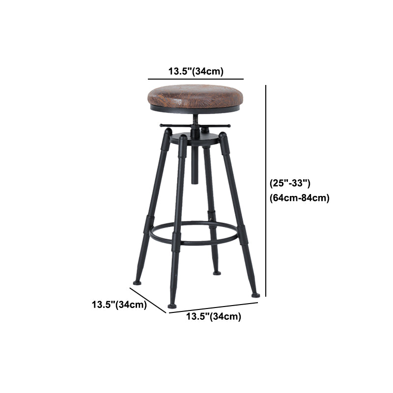 Black Industrial Round Counter Stool Metal Adjustable Height Bar Stool with Swivel