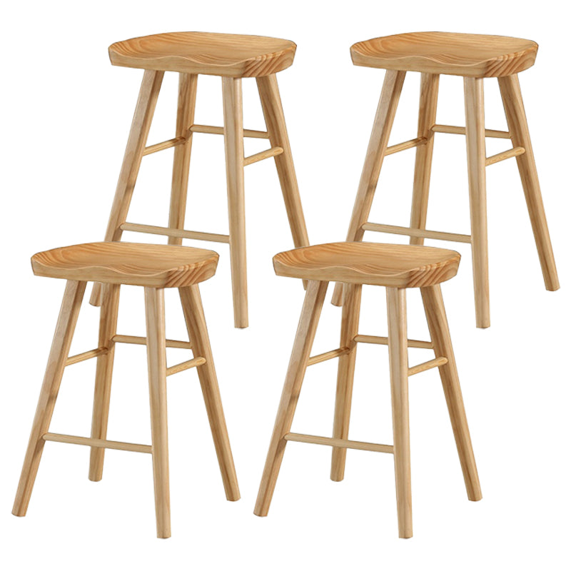 Coffee Shop Simple Wood Barstool Wood 4 Legs Bar Stool with Pedal Base