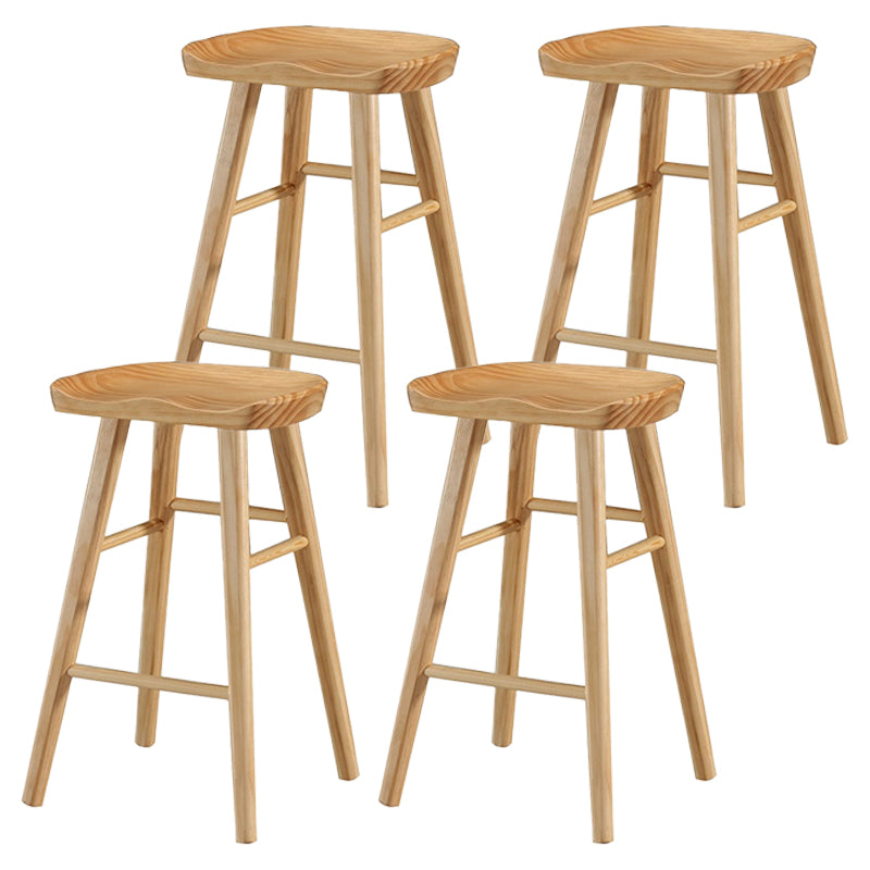 Coffee Shop Simple Wood Barstool Wood 4 Legs Bar Stool with Pedal Base