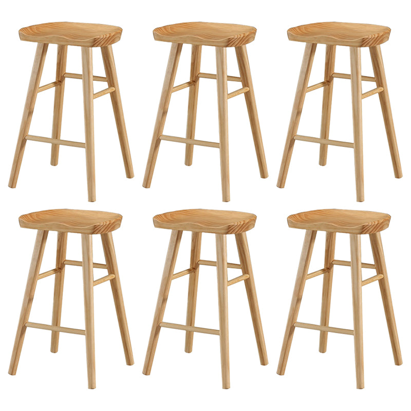 Coffee Shop Simple Wood Barstool Wood 4 Legs Bar Stool with Pedal Base