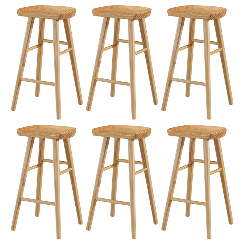 Coffee Shop Simple Wood Barstool Wood 4 Legs Bar Stool with Pedal Base