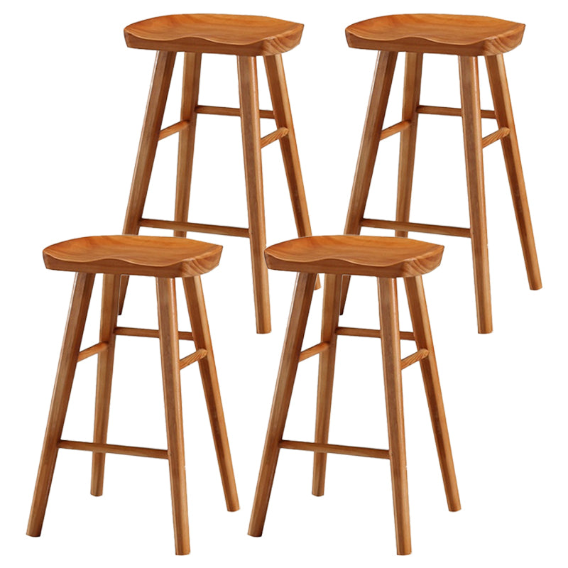 Coffee Shop Simple Wood Barstool Wood 4 Legs Bar Stool with Pedal Base