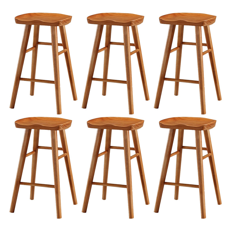 Coffee Shop Simple Wood Barstool Wood 4 Legs Bar Stool with Pedal Base
