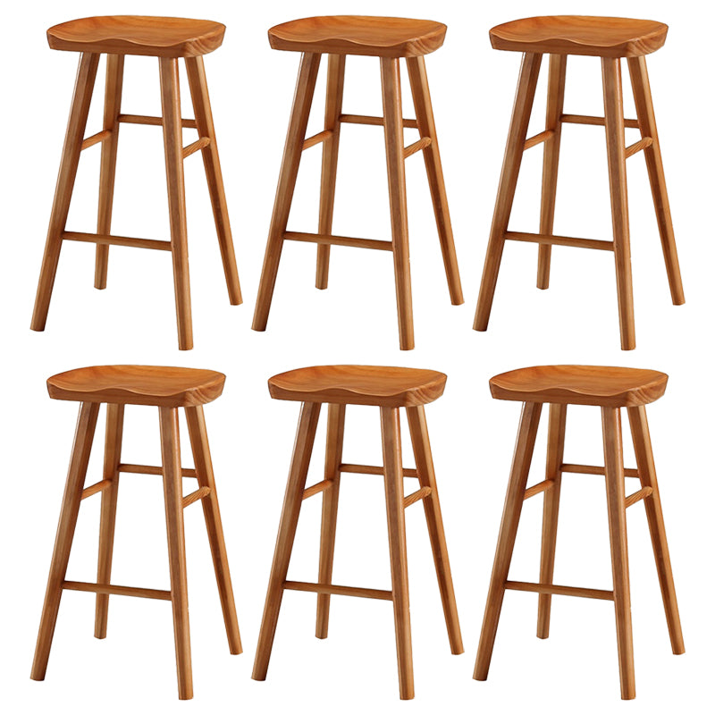 Coffee Shop Simple Wood Barstool Wood 4 Legs Bar Stool with Pedal Base