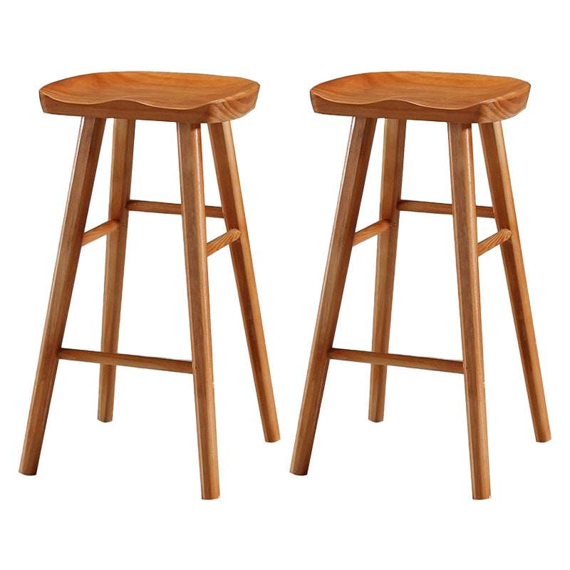 Coffee Shop Simple Wood Barstool Wood 4 Legs Bar Stool with Pedal Base