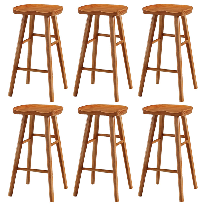 Coffee Shop Simple Wood Barstool Wood 4 Legs Bar Stool with Pedal Base