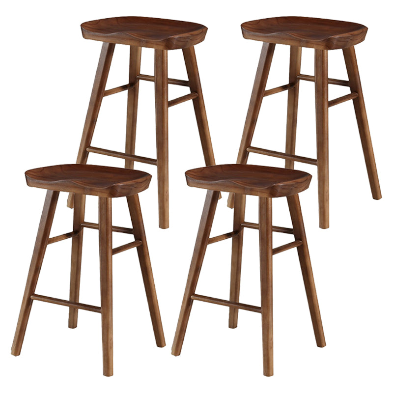 Coffee Shop Simple Wood Barstool Wood 4 Legs Bar Stool with Pedal Base