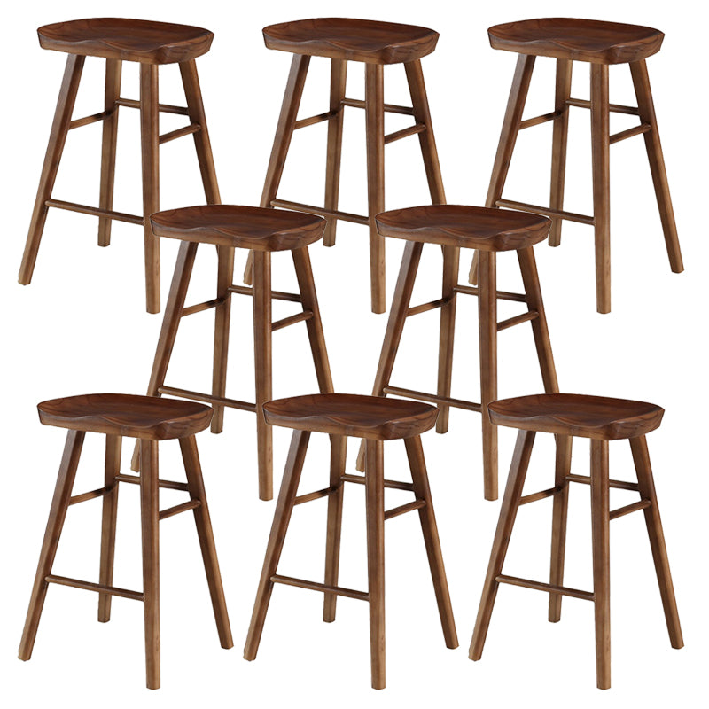Coffee Shop Simple Wood Barstool Wood 4 Legs Bar Stool with Pedal Base