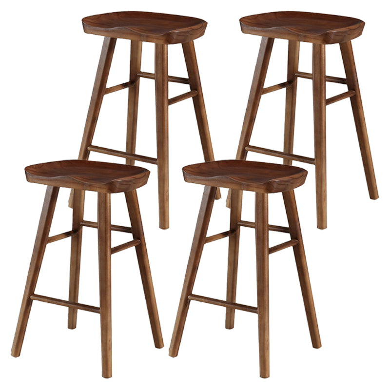 Coffee Shop Simple Wood Barstool Wood 4 Legs Bar Stool with Pedal Base