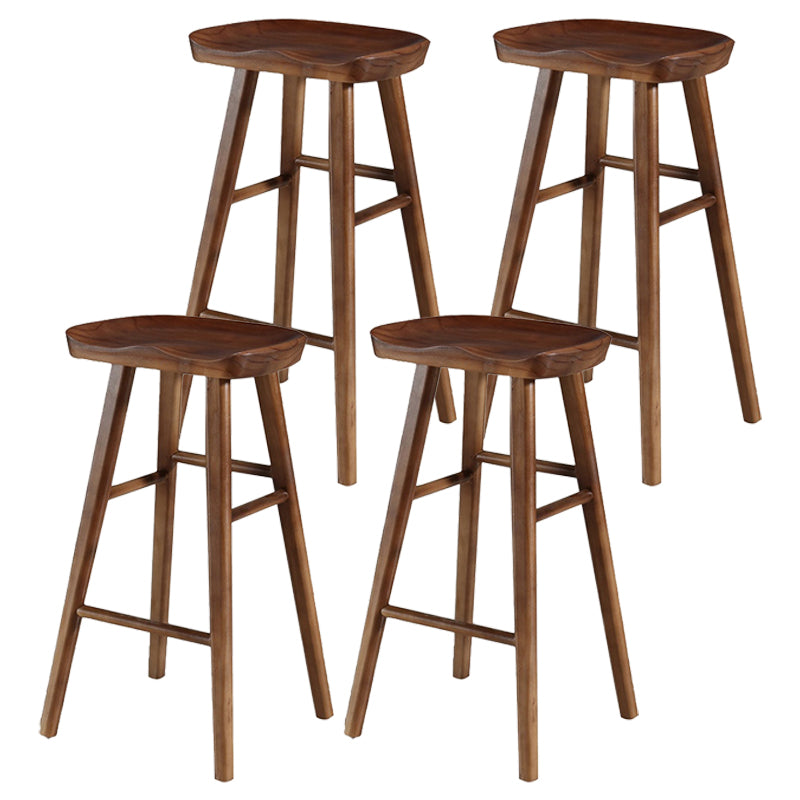 Coffee Shop Simple Wood Barstool Wood 4 Legs Bar Stool with Pedal Base
