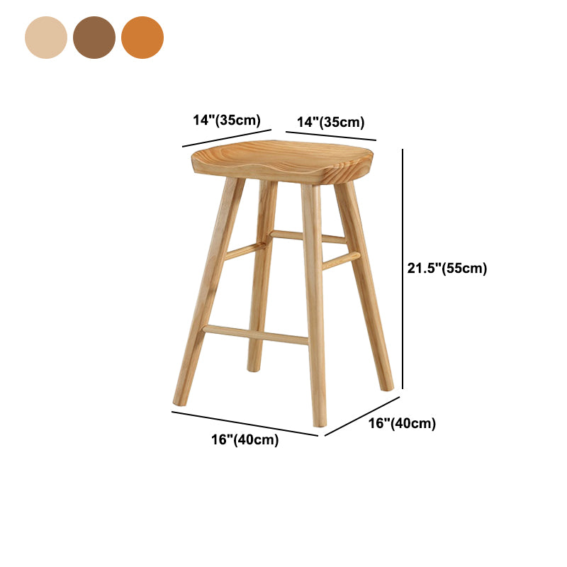 Coffee Shop Simple Wood Barstool Wood 4 Legs Bar Stool with Pedal Base