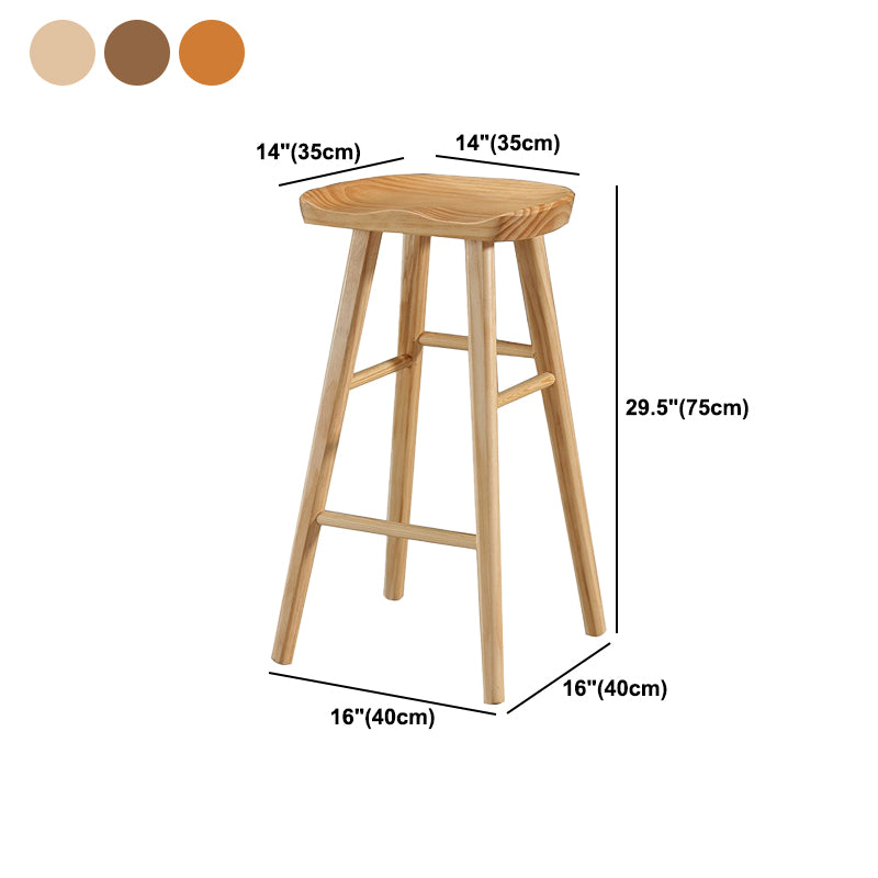 Coffee Shop Simple Wood Barstool Wood 4 Legs Bar Stool with Pedal Base