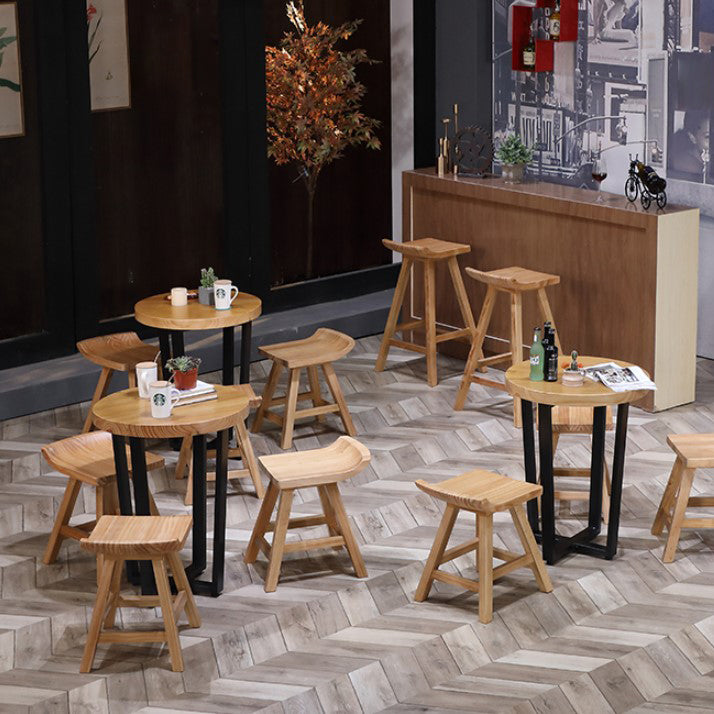 Restaurant Modern Simple Barstool Wood 4 Legs Bar Stool with Pedal