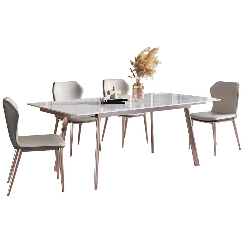 Nordic Sintered Stone Top Dining Set Rectangle 1/4/5/7 Pieces Extendable Table Set