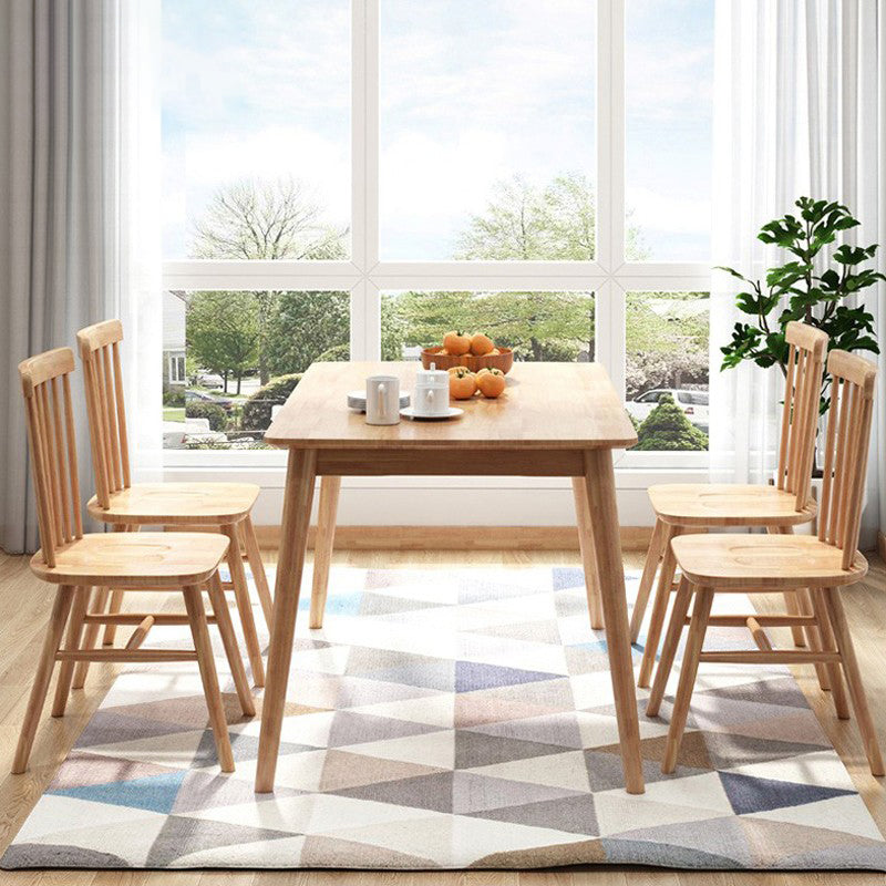 Rectangle 4 Legs Modern Table Light Wood Color Fixed Table of Oakwood Solid Wood