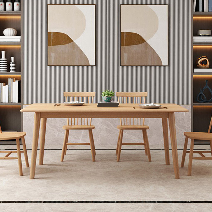 Rectangle 4 Legs Modern Table Light Wood Color Fixed Table of Oakwood Solid Wood