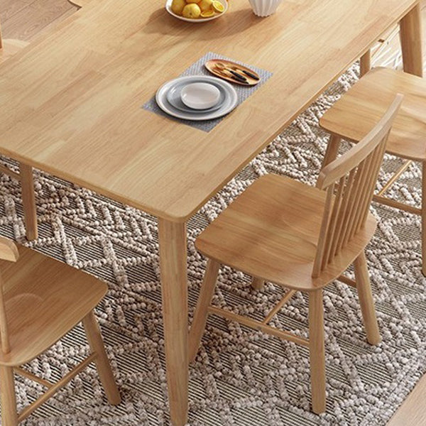 Rectangle 4 Legs Modern Table Light Wood Color Fixed Table of Oakwood Solid Wood