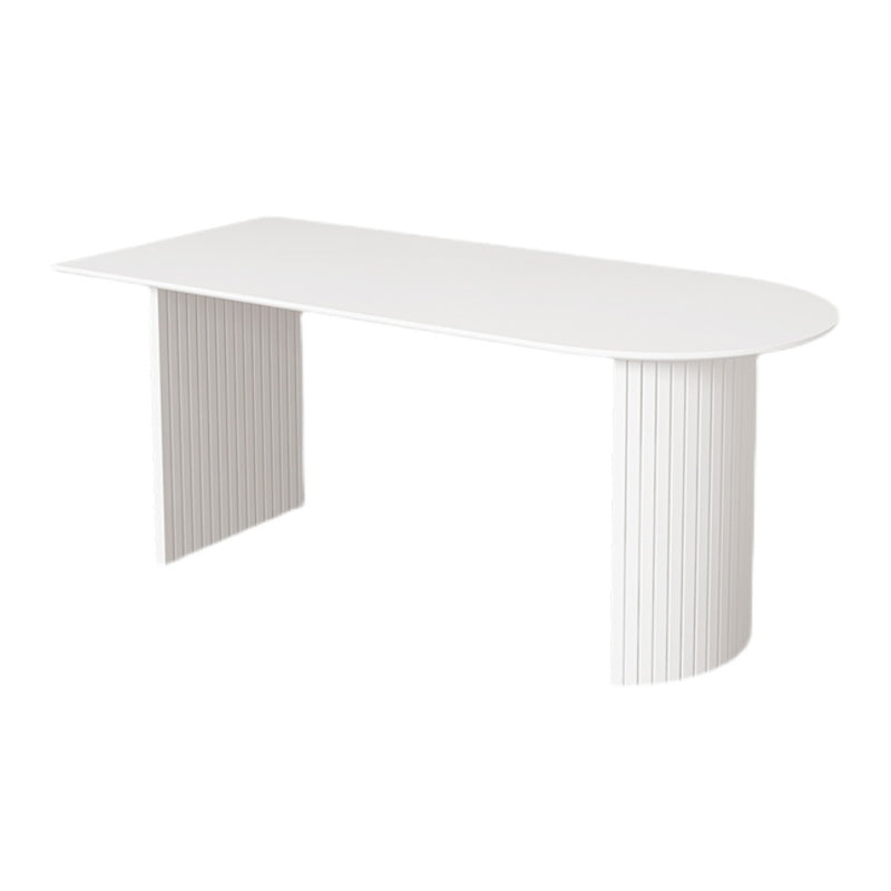 Sintered Stone Dining Table Modern White Dining Table with Wooden Base