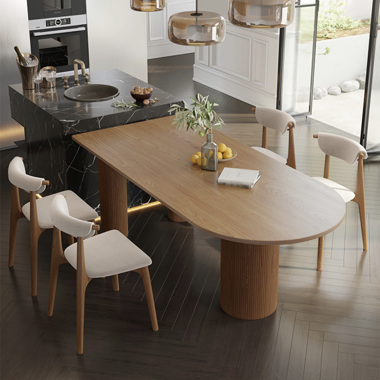 Solid Wood Dining Table Contemporary Style Dinner Table for Home Kitchen Dinner