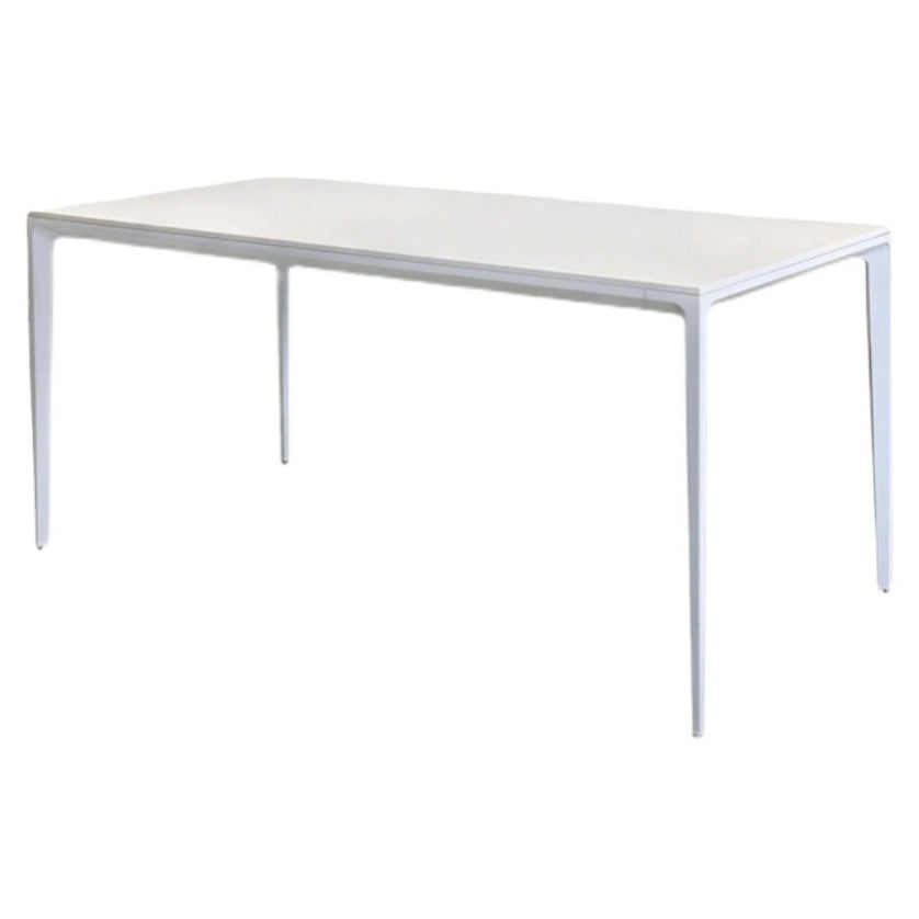 Modern Rectangle Dining Table Sintered Stone Top 4 Metal Legs Dining Room Table