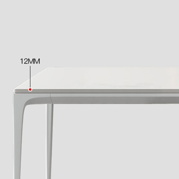 Modern Rectangle Dining Table Sintered Stone Top 4 Metal Legs Dining Room Table