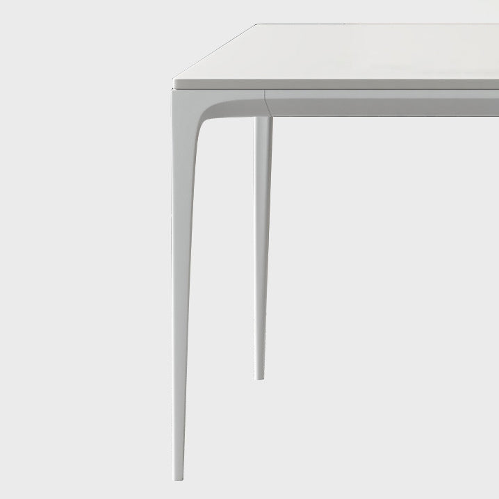 Modern Rectangle Dining Table Sintered Stone Top 4 Metal Legs Dining Room Table