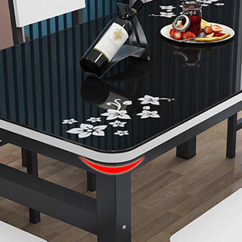 Modern White in Glass Counter Table Rectangle Dining Table for Kitchen