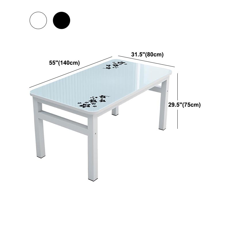 Modern White in Glass Counter Table Rectangle Dining Table for Kitchen