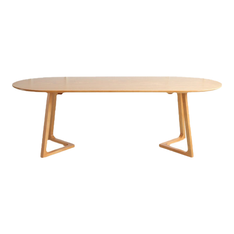 Modern Natural Wood Oval Dinette Table Wood Base Dining Table for Living Room