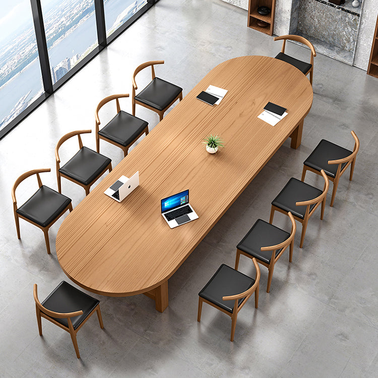 Modern Oval Trestle Dining Table Solid Wood Natural Home Kitchen Dinner Furniture