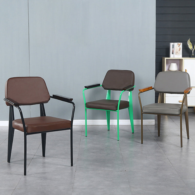Metal Industrial Arm Chair Open Back Dining Kitchen Room Chair