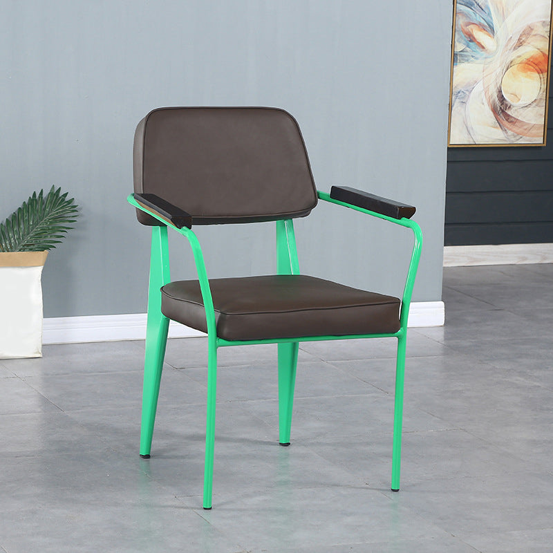 Metal Industrial Arm Chair Open Back Dining Kitchen Room Chair
