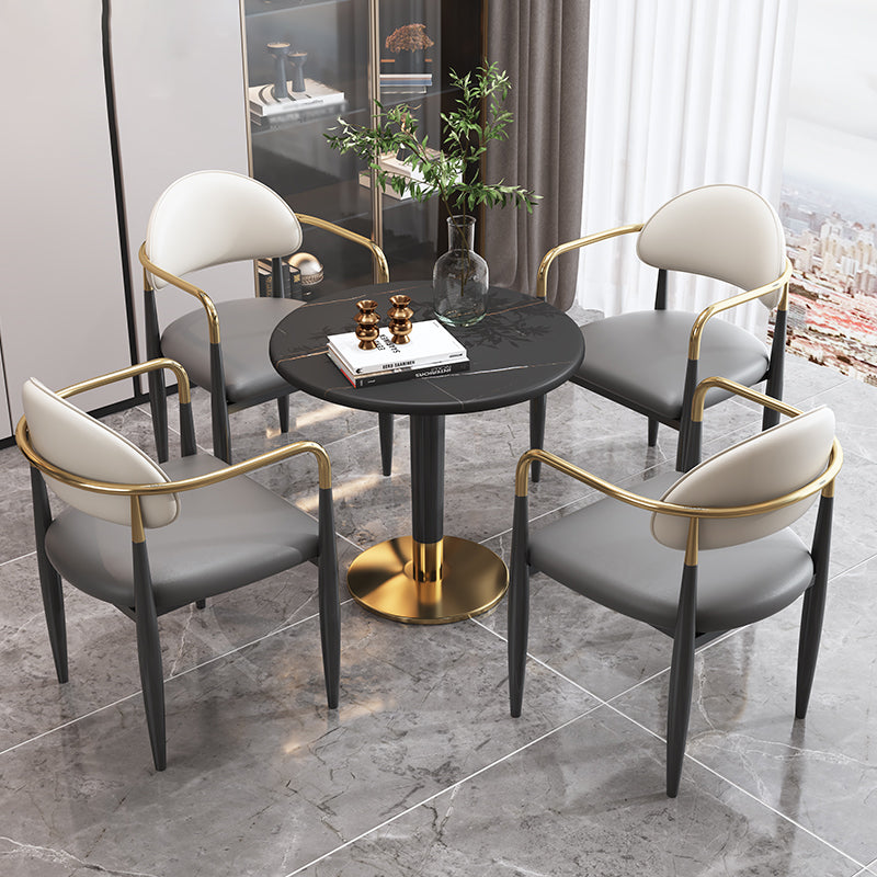 Modern Style Dining Chair Leather Open Back Arm Chair for Dining Room