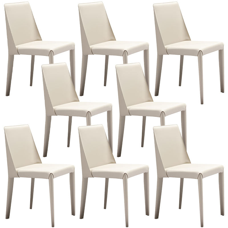 Contemporary Design Leather Dining Side Chairs Armless Solid Back Chair for Kitchen