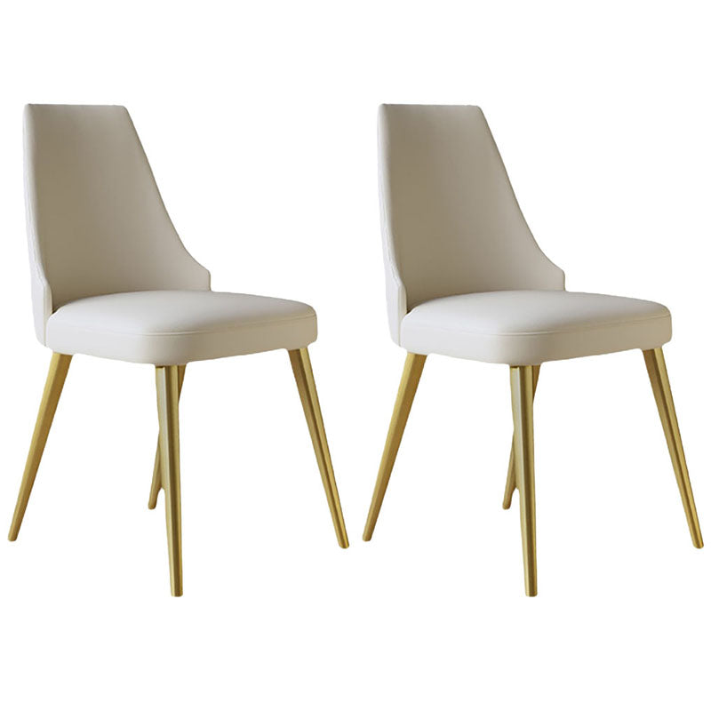 Scandinavian Armless Solid Back Chair for Home Leather Dining Side Chair