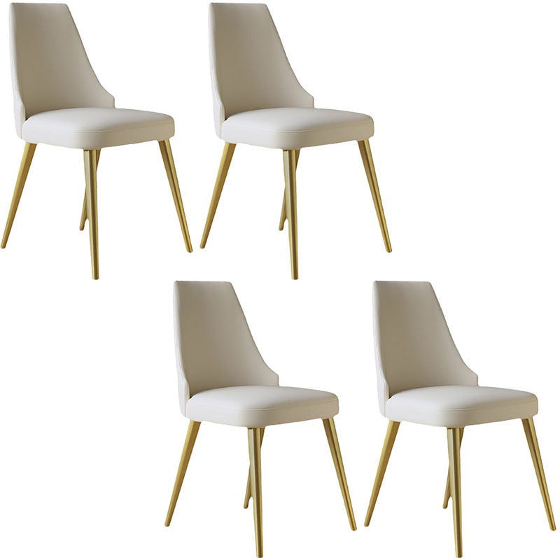 Scandinavian Armless Solid Back Chair for Home Leather Dining Side Chair