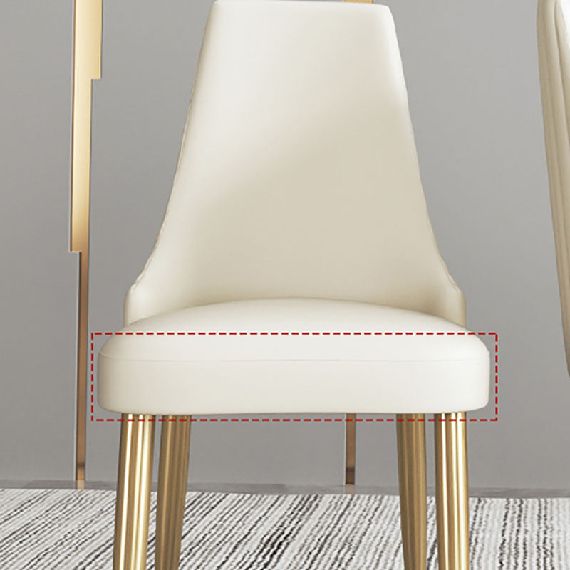 Scandinavian Armless Solid Back Chair for Home Leather Dining Side Chair