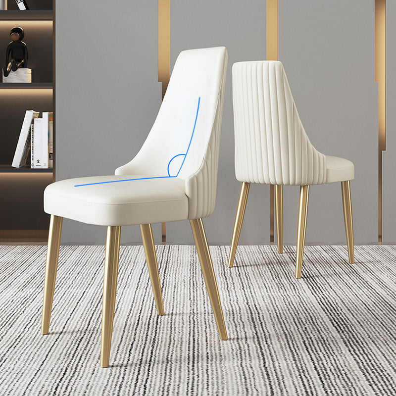Scandinavian Armless Solid Back Chair for Home Leather Dining Side Chair