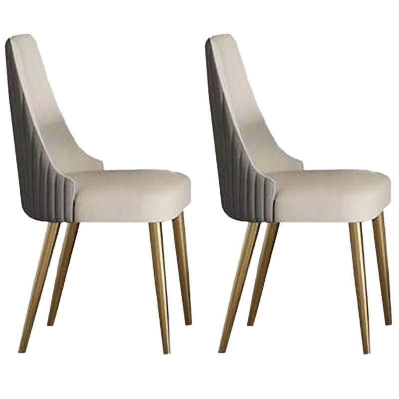 Scandinavian Armless Solid Back Chair for Home Leather Dining Side Chair