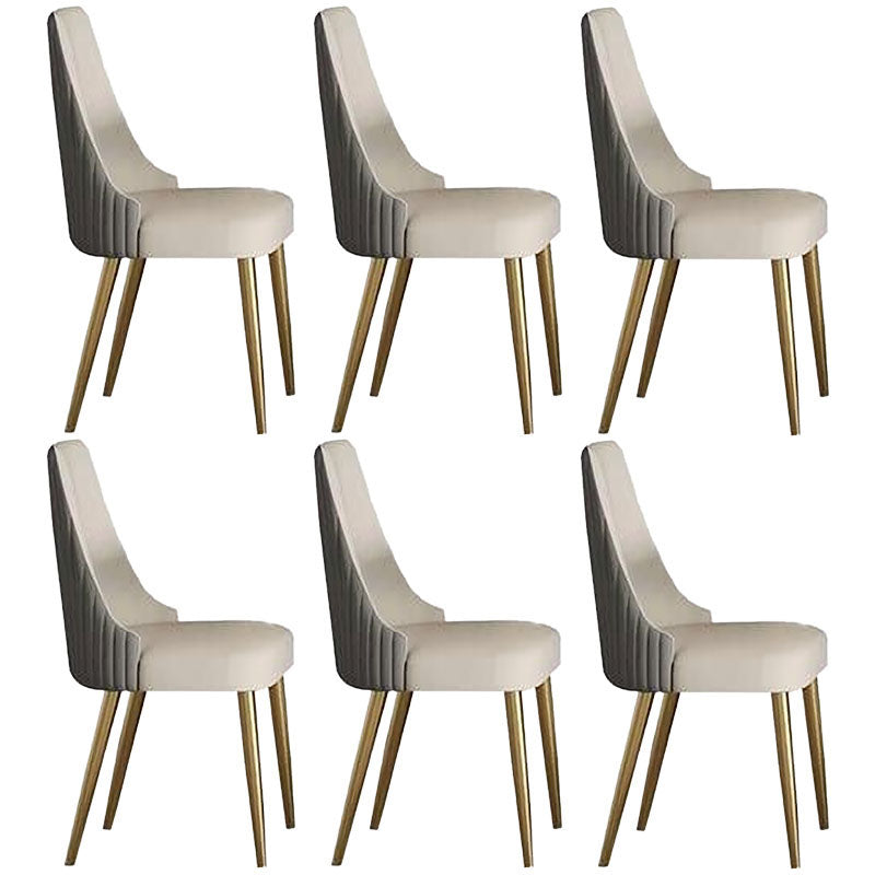 Scandinavian Armless Solid Back Chair for Home Leather Dining Side Chair