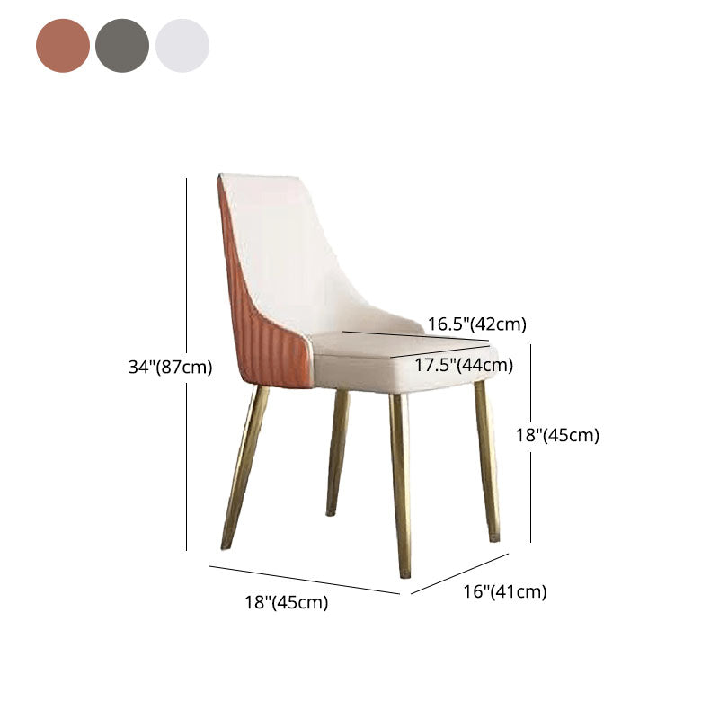 Scandinavian Armless Solid Back Chair for Home Leather Dining Side Chair