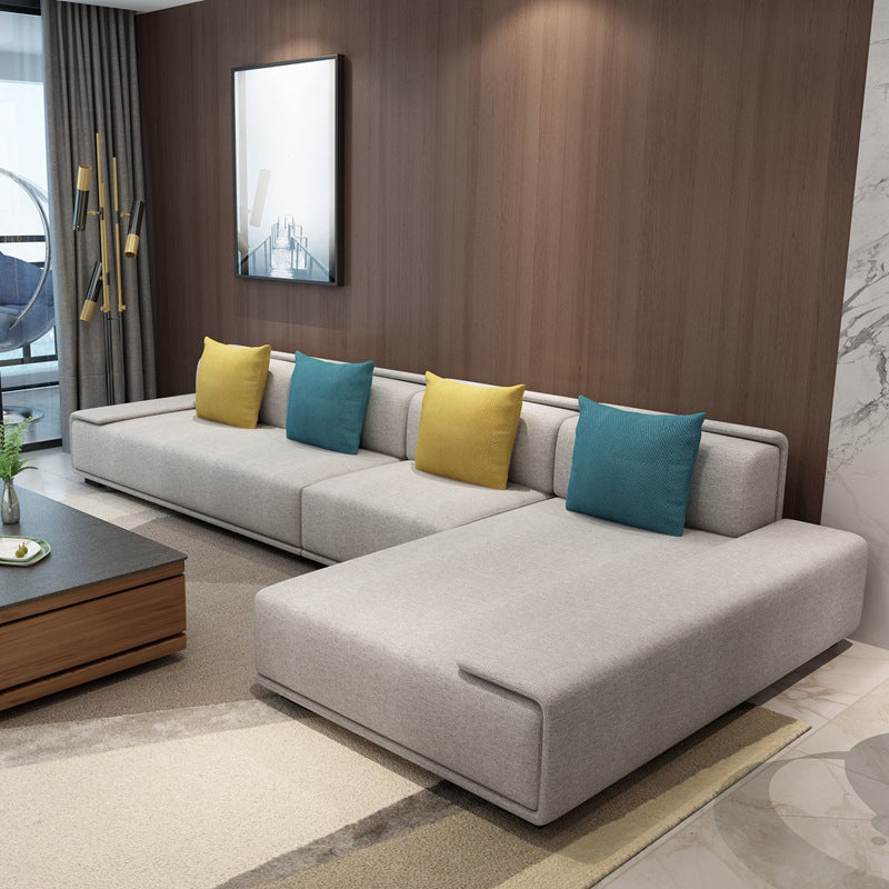 Contemporary L-Shape Sofa & Chaise with Bolster Pillows for Living Room
