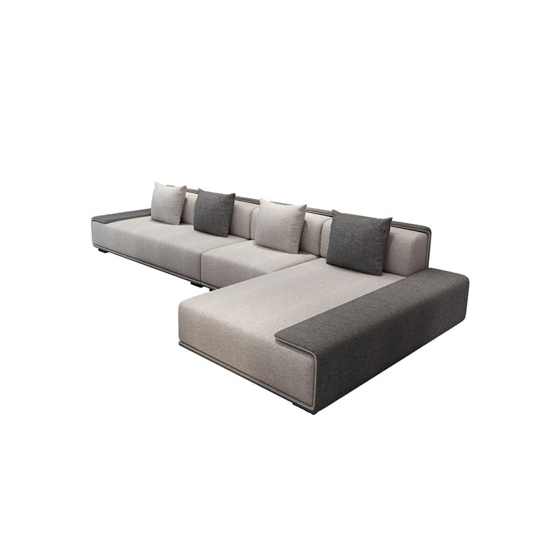 Contemporary L-Shape Sofa & Chaise with Bolster Pillows for Living Room