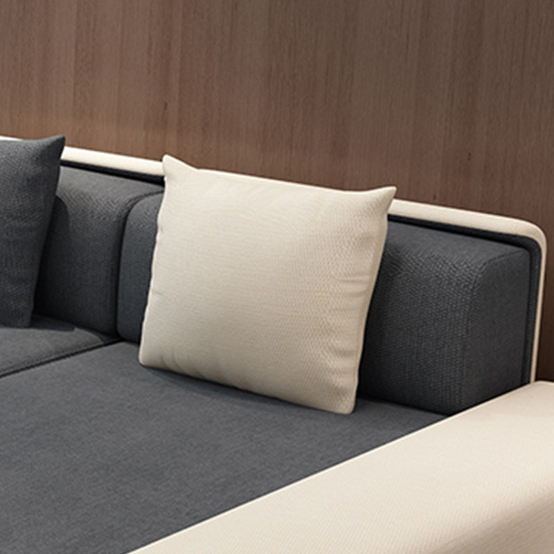 Contemporary L-Shape Sofa & Chaise with Bolster Pillows for Living Room