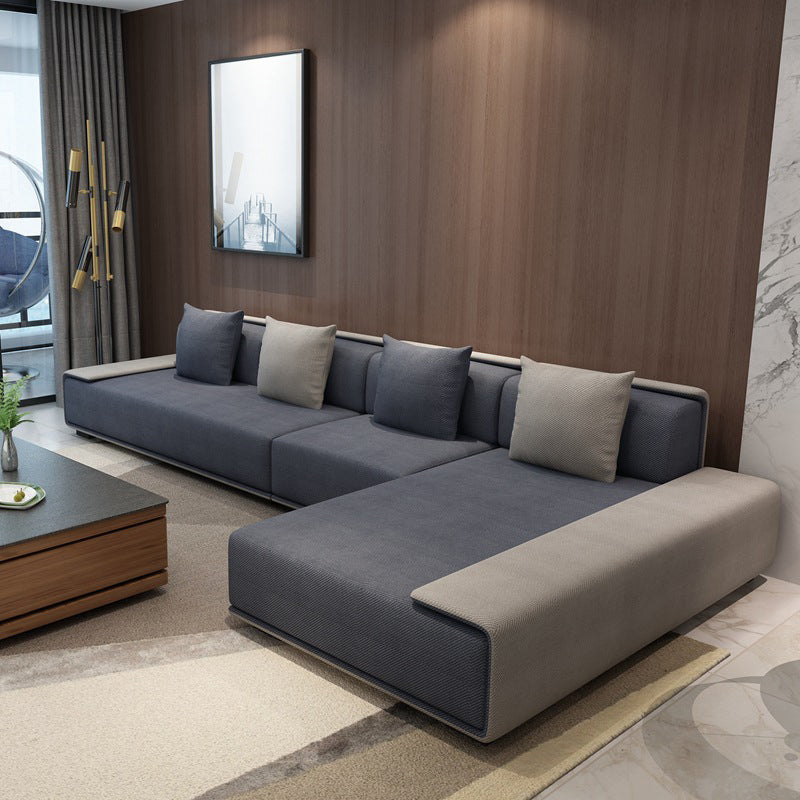 Contemporary L-Shape Sofa & Chaise with Bolster Pillows for Living Room