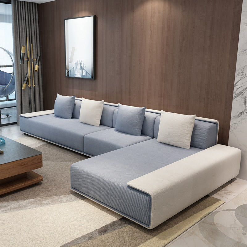 Contemporary L-Shape Sofa & Chaise with Bolster Pillows for Living Room