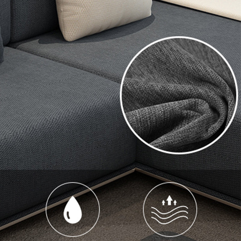 Contemporary L-Shape Sofa & Chaise with Bolster Pillows for Living Room