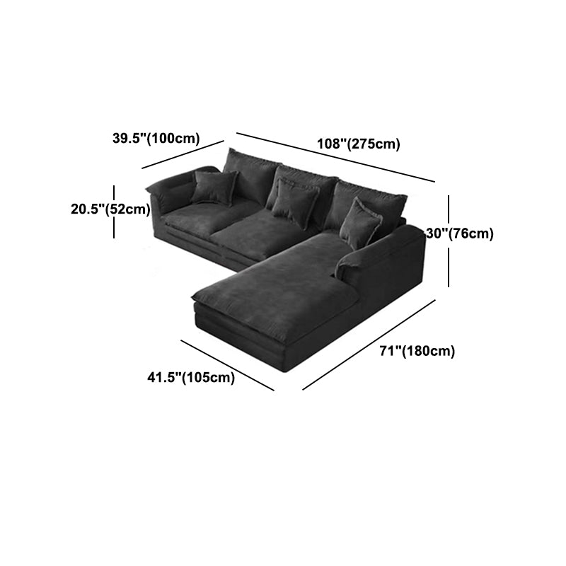 Contemporary Grey Loose Back Sofa & Chaise Pillow Top Arm Sofa - 29.92" H