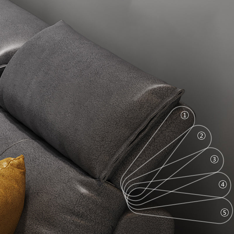 4-seat Sewn Pillow Back Faux Leather Sofa Vintage Pillow Top Arm Sofa
