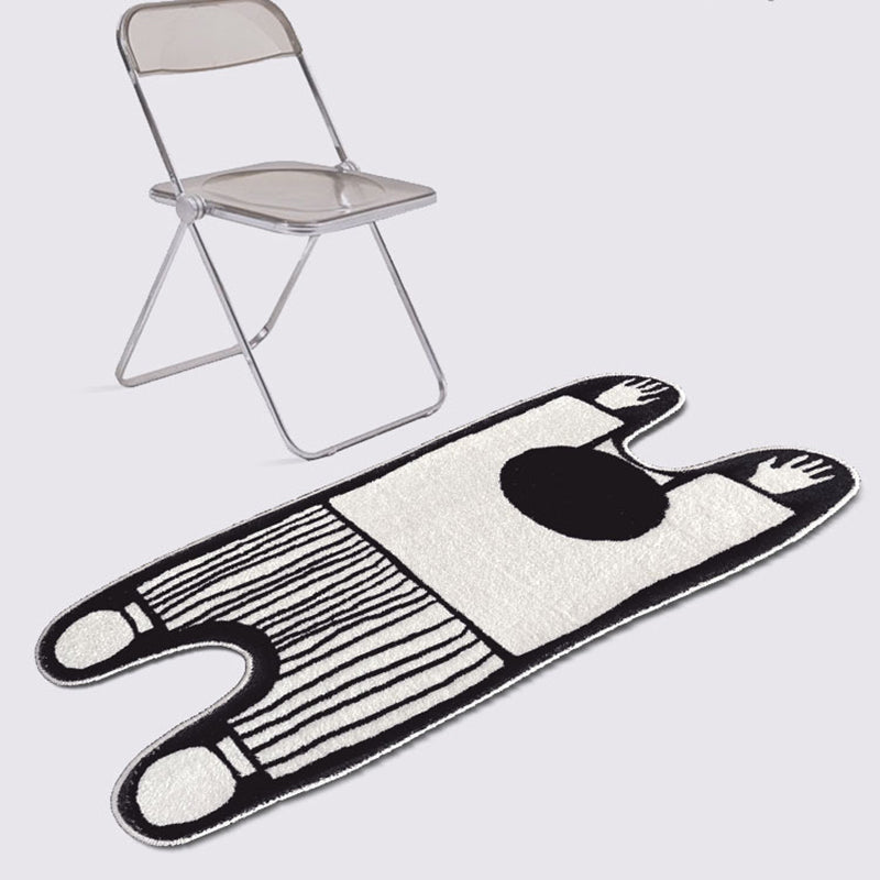 Black Modern Rug Polyester Kids Indoor Rug Stain Resistant Rug for Living Room